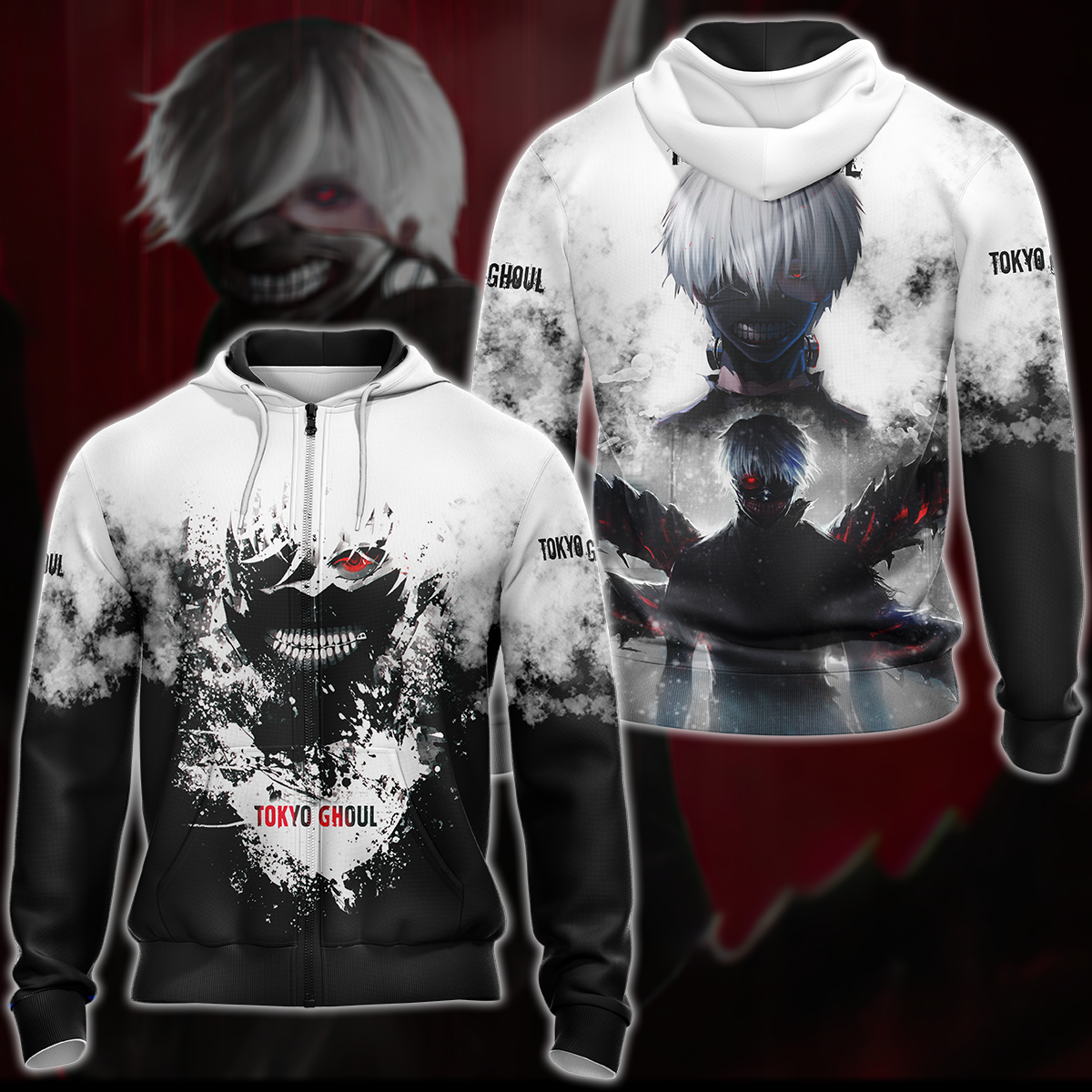 Tokyo Ghoul Anime Anime Manga 3D All Over Printed T-shirt Tank Top Zip Hoodie Pullover Hoodie Hawaiian Shirt Beach Shorts Jogger Zip Hoodie