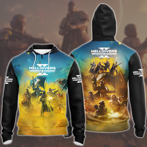 Helldivers 2 Video Game All Over Printed T-shirt Tank Top Zip Hoodie Pullover Hoodie Hawaiian Shirt Beach Shorts Joggers Zip Hoodie S 