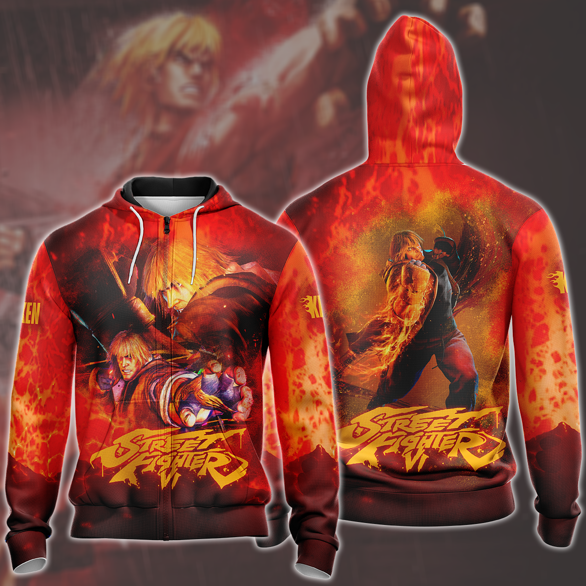 Street Fighter 6 Ken Video Game All Over Printed T-shirt Tank Top Zip Hoodie Pullover Hoodie Hawaiian Shirt Beach Shorts Joggers Zip Hoodie