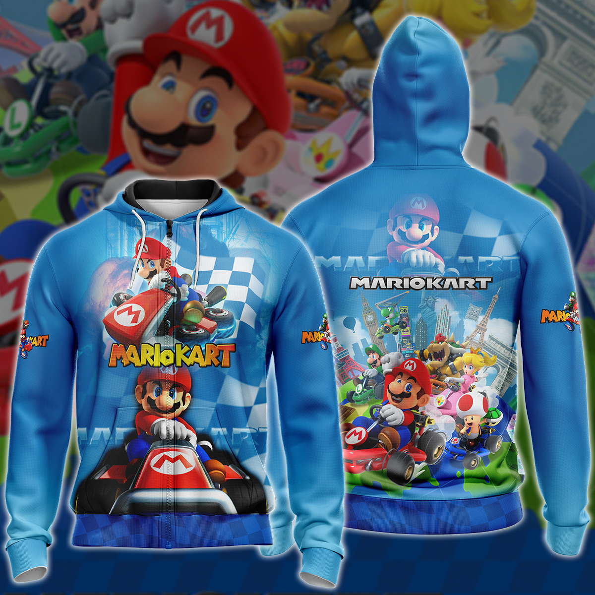Mario Kart Video Game 3D All Over Printed T-shirt Tank Top Zip Hoodie Pullover Hoodie Hawaiian Shirt Beach Shorts Jogger Zip Hoodie