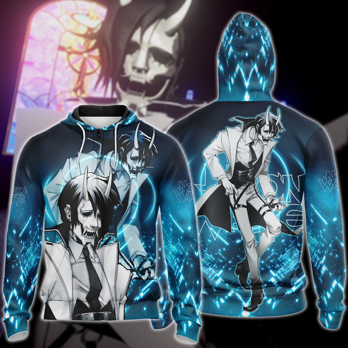Neon White Video Game 3D All Over Print T-shirt Tank Top Zip Hoodie Pullover Hoodie Hawaiian Shirt Beach Shorts Jogger Zip Hoodie