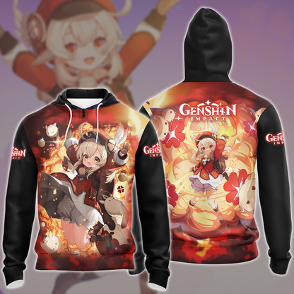 Genshin Impact Klee Video Game All Over Printed T-shirt Tank Top Zip Hoodie Pullover Hoodie Hawaiian Shirt Beach Shorts Joggers Zip Hoodie