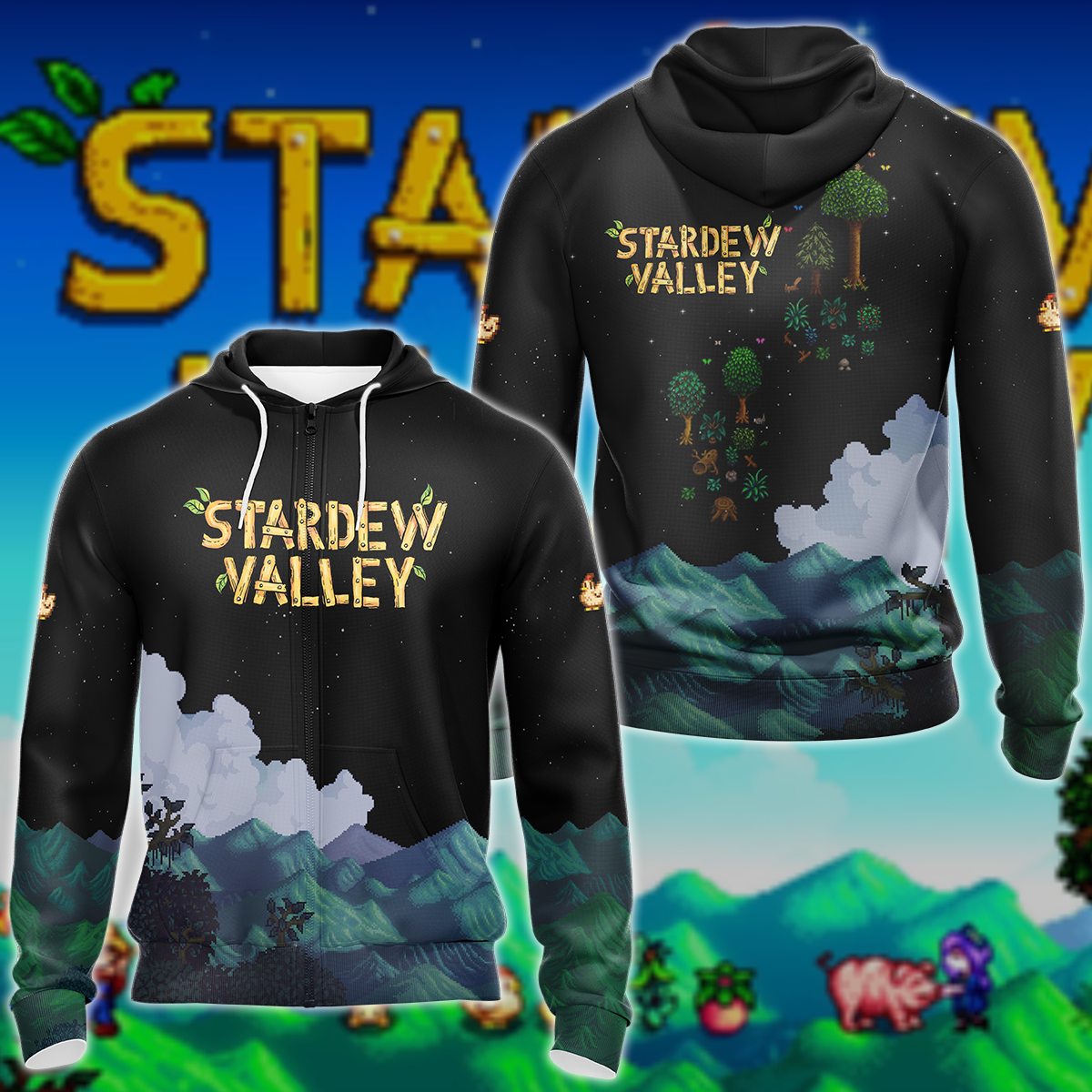 Stardew Valley Video Game 3D All Over Print T-shirt Tank Top Zip Hoodie Pullover Hoodie Hawaiian Shirt Beach Shorts Jogger Zip Hoodie