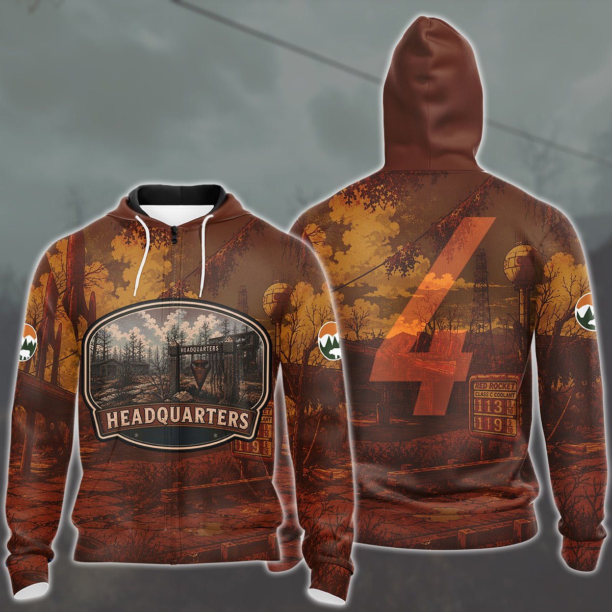Fallout 4 Vintage National Park Style Video Game All Over Printed T-shirt Tank Top Zip Hoodie Pullover Hoodie Hawaiian Shirt Beach Shorts Joggers