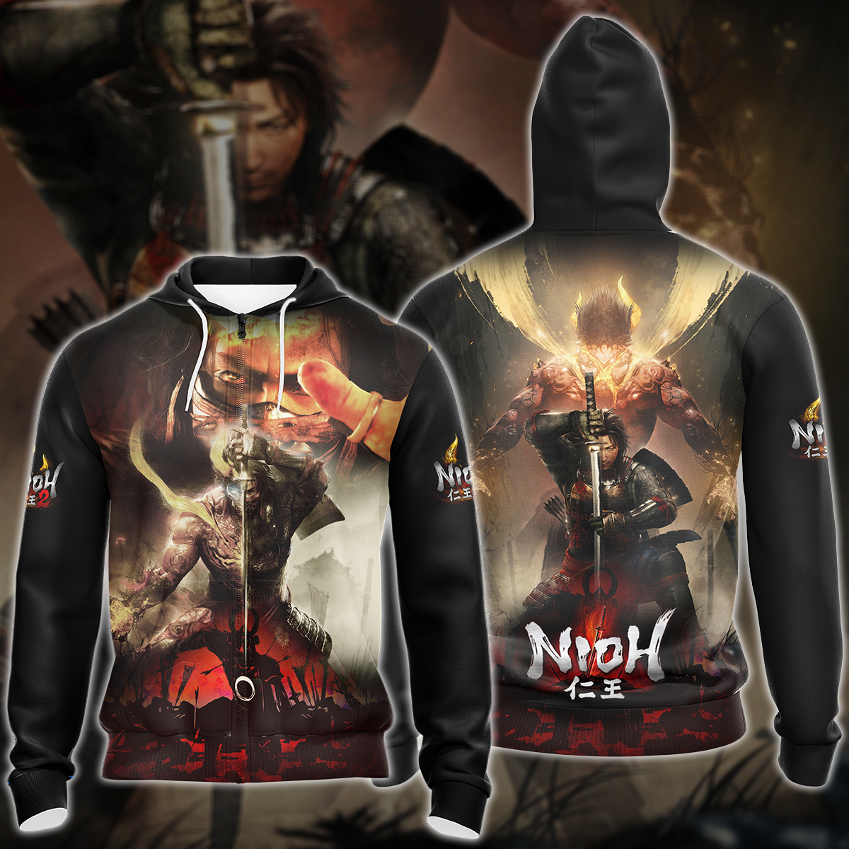 Nioh 2 Video Game 3D All Over Printed T-shirt Tank Top Zip Hoodie Pullover Hoodie Hawaiian Shirt Beach Shorts Jogger Zip Hoodie