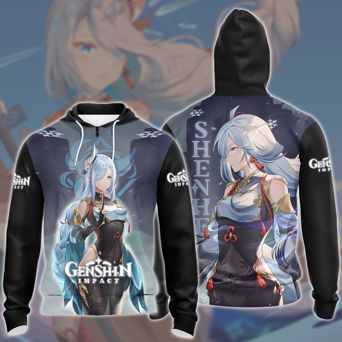 Genshin Impact Shenhe Video Game All Over Printed T-shirt Tank Top Zip Hoodie Pullover Hoodie Hawaiian Shirt Beach Shorts Joggers Zip Hoodie