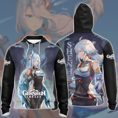 Genshin Impact Shenhe Video Game All Over Printed T-shirt Tank Top Zip Hoodie Pullover Hoodie Hawaiian Shirt Beach Shorts Joggers Zip Hoodie