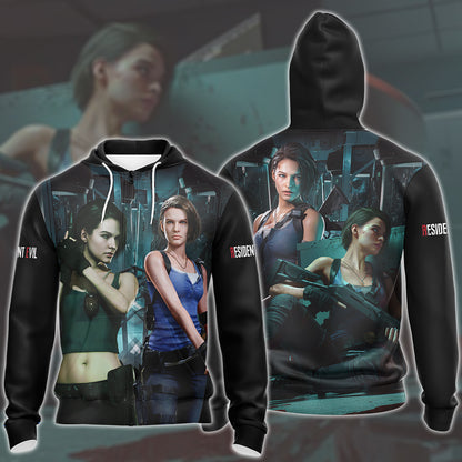 Resident Evil Jill Valentine Video Game All Over Printed T-shirt Tank Top Zip Hoodie Pullover Hoodie Hawaiian Shirt Beach Shorts Joggers