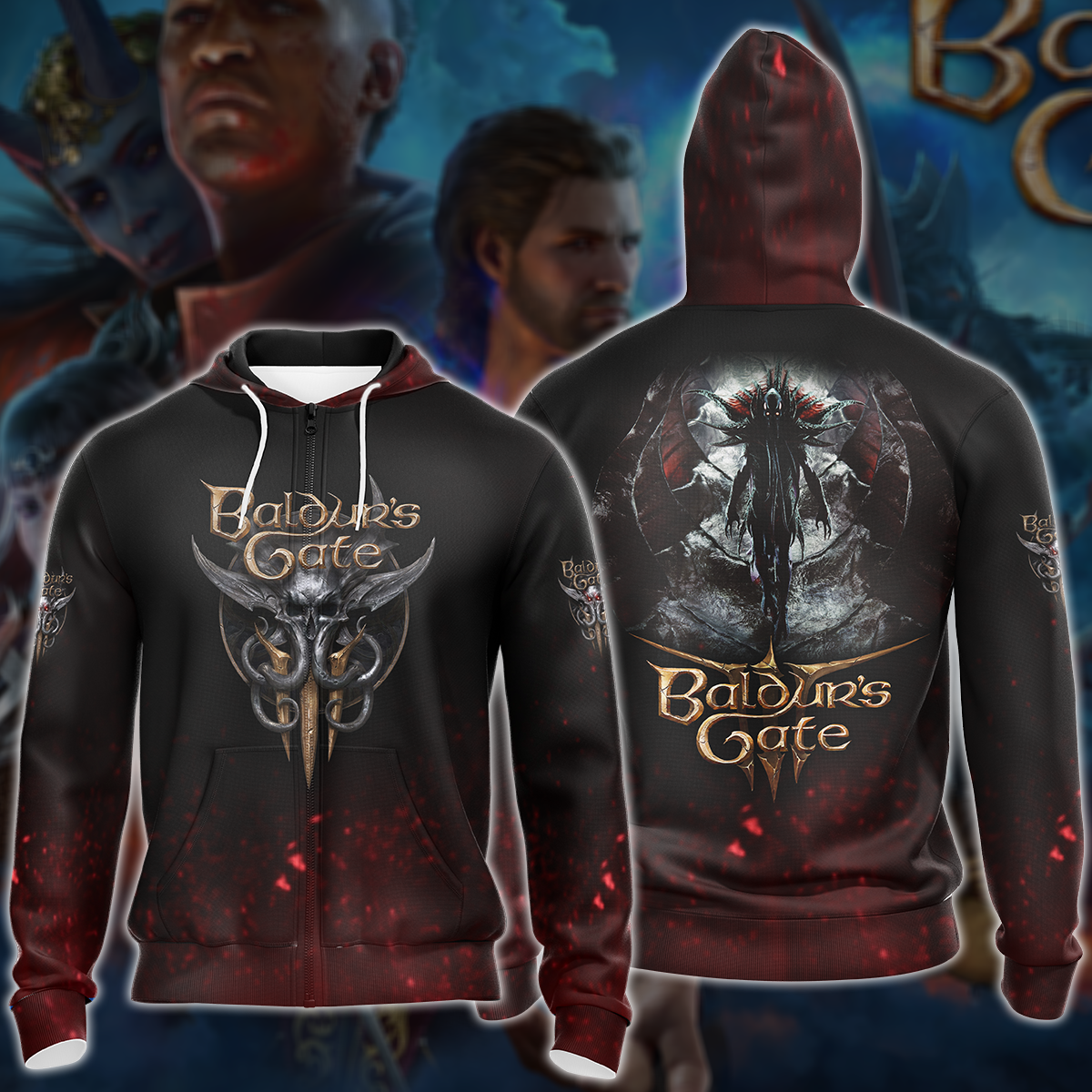 Baldur's Gate 3 Video Game All-Over T-shirt Hoodie Tank Top Hawaiian Shirt Beach Shorts Joggers Zip Hoodie