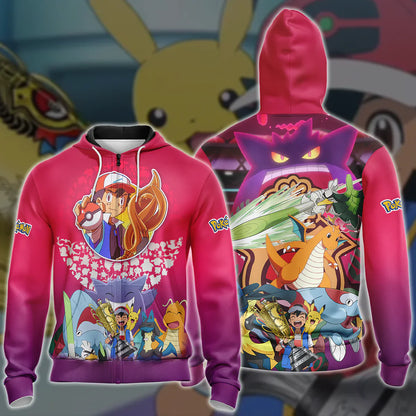 Pokemon Ash Ketchum Champion Anime Manga 3D All Over Printed T-shirt Tank Top Zip Hoodie Pullover Hoodie Hawaiian Shirt Beach Shorts Jogger Zip Hoodie