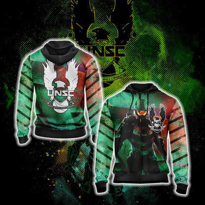 Halo New Style Unisex 3D T-shirt Zip Hoodie