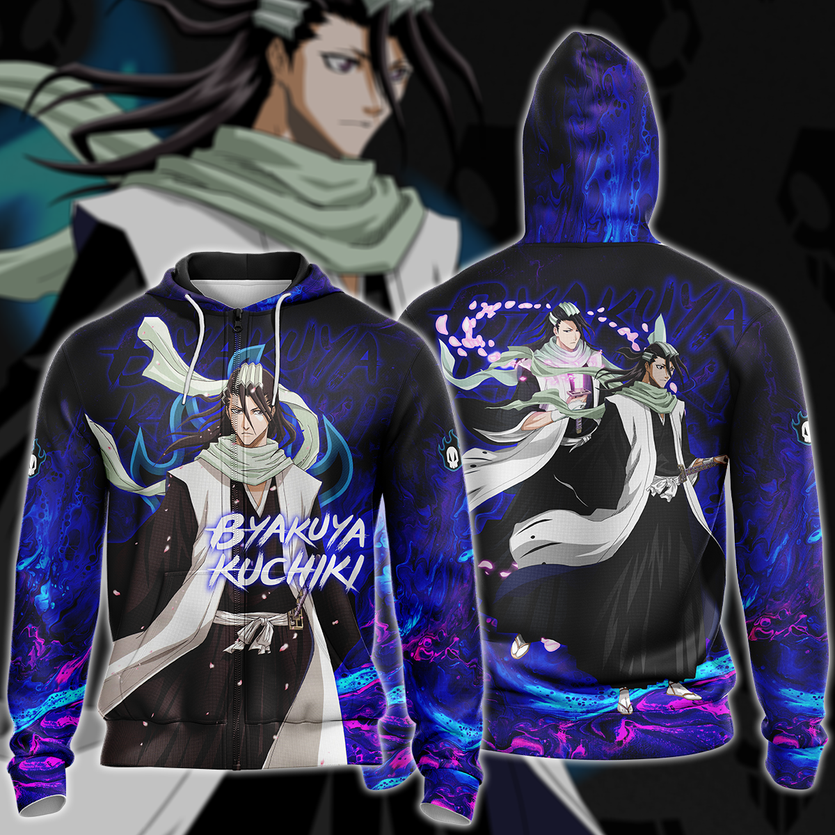 Bleach Byakuya Kuchiki Anime Manga 3D All Over Print T-shirt Tank Top Zip Hoodie Pullover Hoodie Hawaiian Shirt Beach Shorts Jogger Zip Hoodie