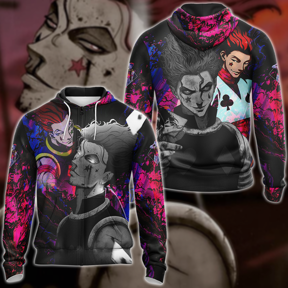 Hunter x Hunter Hisoka 3D All Over Print T-shirt Tank Top Zip Hoodie Pullover Hoodie Hawaiian Shirt Beach Shorts Jogger Zip Hoodie
