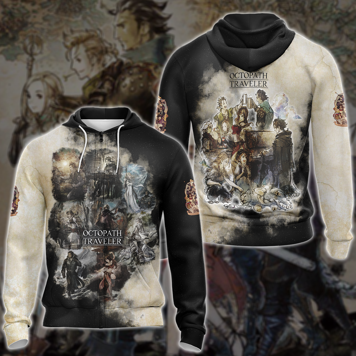 Octopath Traveler Video Game 3D All Over Printed T-shirt Tank Top Zip Hoodie Pullover Hoodie Hawaiian Shirt Beach Shorts Jogger Zip Hoodie