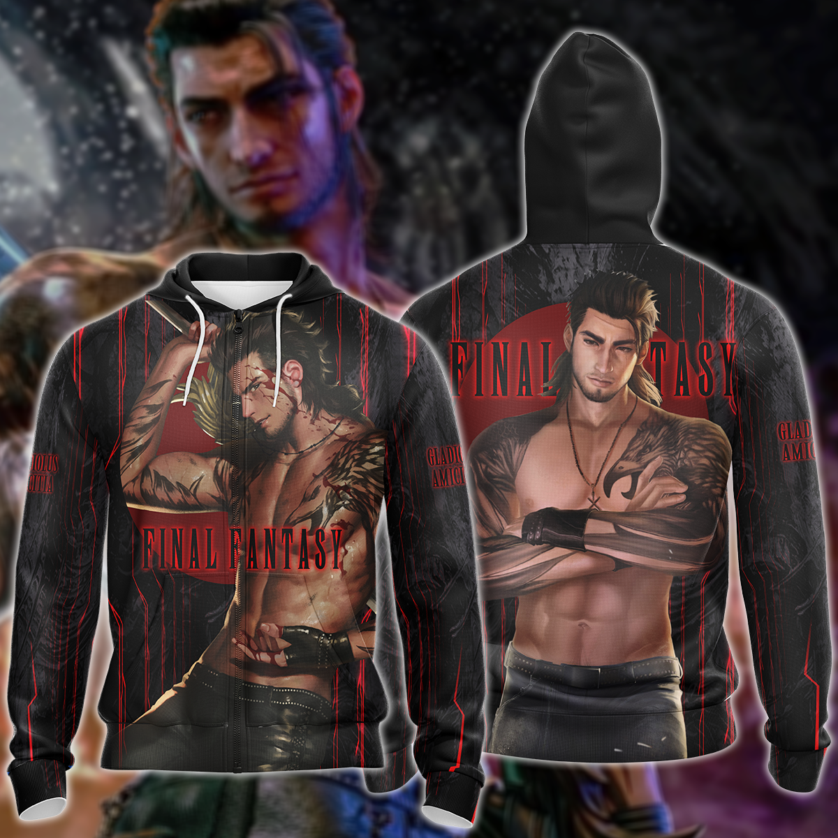 Final Fantasy XV Gladiolus Amicitia Video Game 3D All Over Print T-shirt Tank Top Zip Hoodie Pullover Hoodie Hawaiian Shirt Beach Shorts Jogger Zip Hoodie