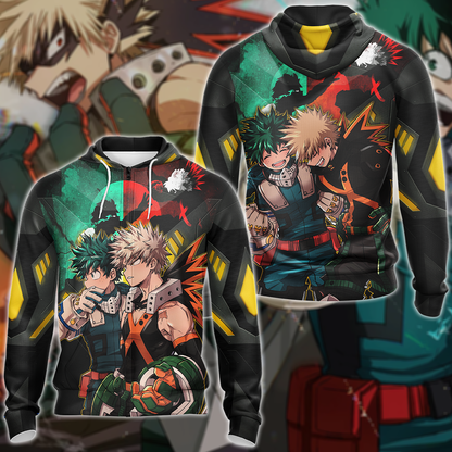 My Hero Academia: Deku x Bakugo 3D All Over Print T-shirt Tank Top Zip Hoodie Pullover Hoodie Hawaiian Shirt Beach Shorts Jogger Zip Hoodie