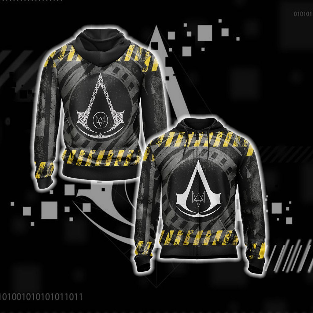 Assassin's Creed Watch Dogs Crossover Unisex 3D T-shirt Zip Hoodie