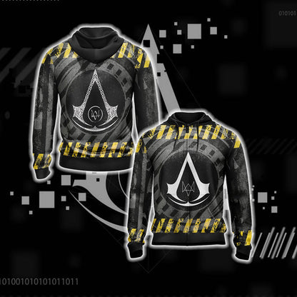 Assassin's Creed Watch Dogs Crossover Unisex 3D T-shirt Zip Hoodie