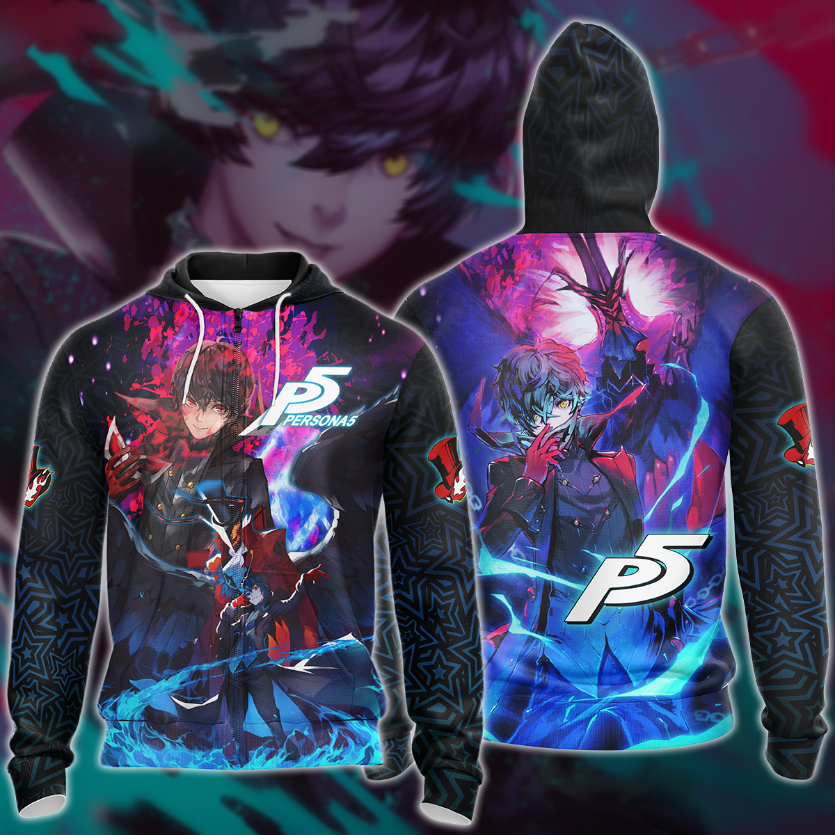 Persona 5 Video Game 3D All Over Printed T-shirt Tank Top Zip Hoodie Pullover Hoodie Hawaiian Shirt Beach Shorts Jogger Zip Hoodie