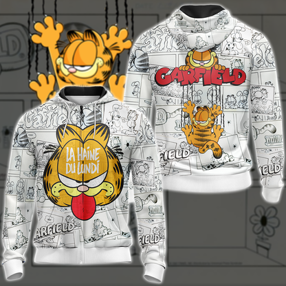 Garfield Unisex 3D T-shirt Zip Hoodie