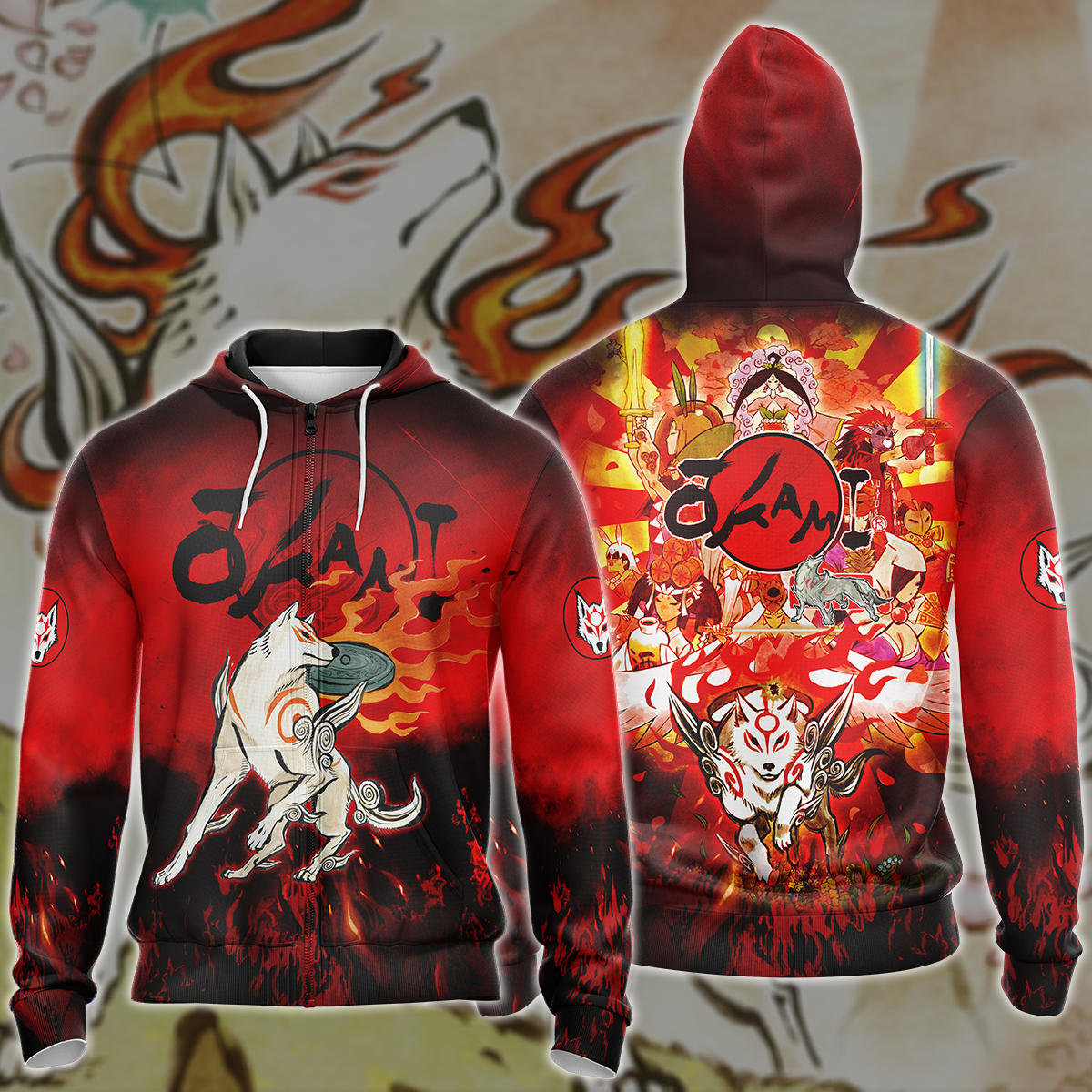 Okami Video Game 3D All Over Printed T-shirt Tank Top Zip Hoodie Pullover Hoodie Hawaiian Shirt Beach Shorts Jogger Zip Hoodie