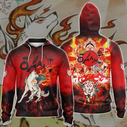 Okami Video Game 3D All Over Printed T-shirt Tank Top Zip Hoodie Pullover Hoodie Hawaiian Shirt Beach Shorts Jogger Zip Hoodie