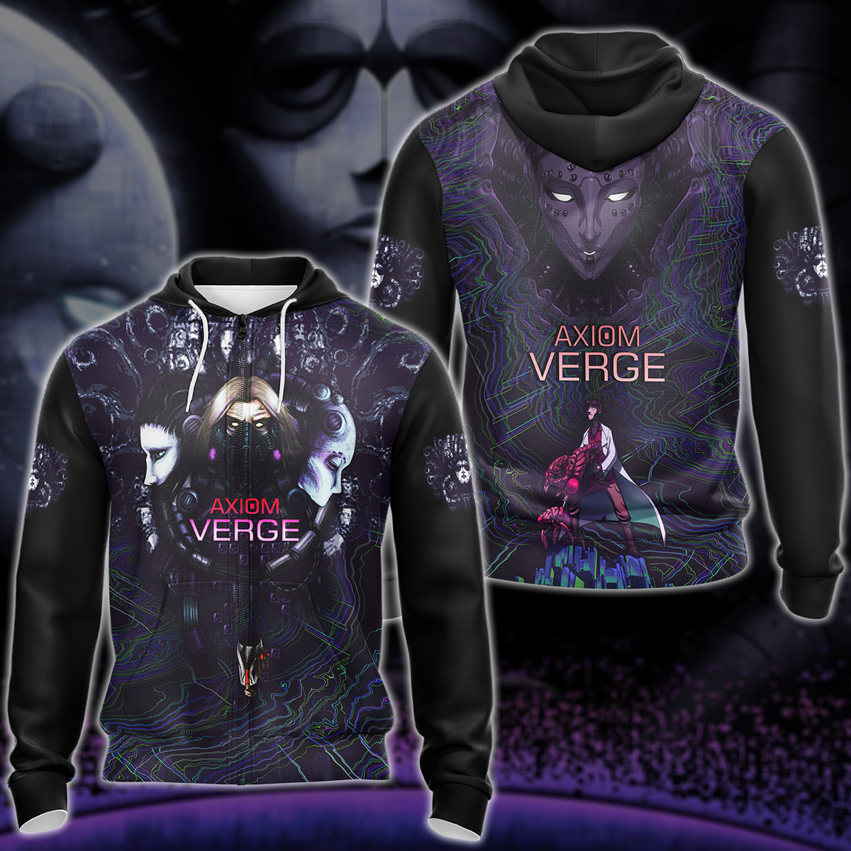 Axiom Verge Video Game 3D All Over Printed T-shirt Tank Top Zip Hoodie Pullover Hoodie Hawaiian Shirt Beach Shorts Jogger Zip Hoodie