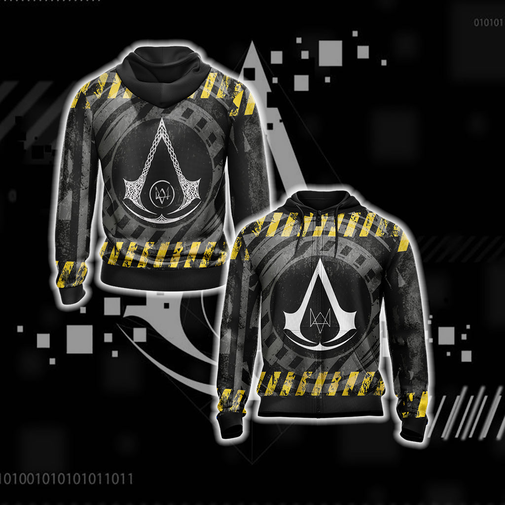 Assassin's Creed Watch Dogs Crossover Unisex 3D T-shirt Zip Hoodie