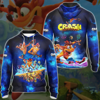 Crash Bandicoot Video Game 3D All Over Print T-shirt Tank Top Zip Hoodie Pullover Hoodie Hawaiian Shirt Beach Shorts Jogger Zip Hoodie