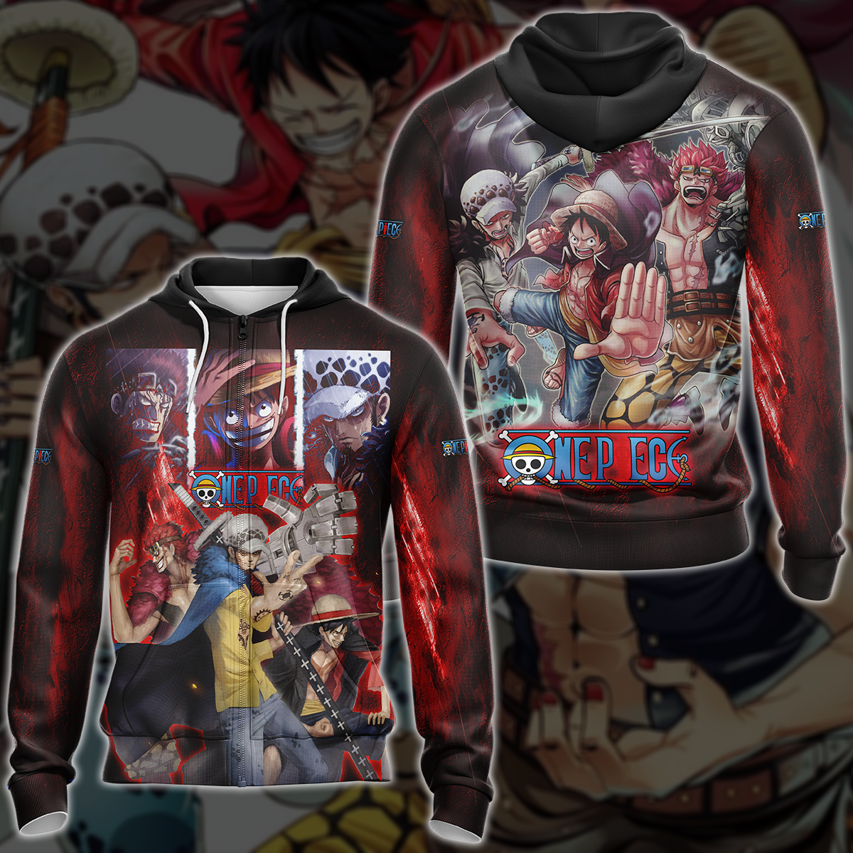 One Piece Luffy Kid Law Anime Manga 3D All Over Print T-shirt Tank Top Zip Hoodie Pullover Hoodie Hawaiian Shirt Beach Shorts Jogger Zip Hoodie