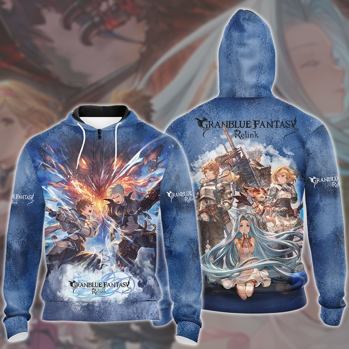 Granblue Fantasy: Relink Video Game All Over Printed T-shirt Tank Top Zip Hoodie Pullover Hoodie Hawaiian Shirt Beach Shorts Joggers Zip Hoodie
