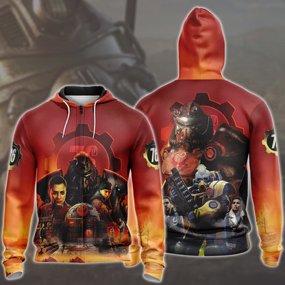Fallout 76 Video Game All Over Printed T-shirt Tank Top Zip Hoodie Pullover Hoodie Hawaiian Shirt Beach Shorts Joggers