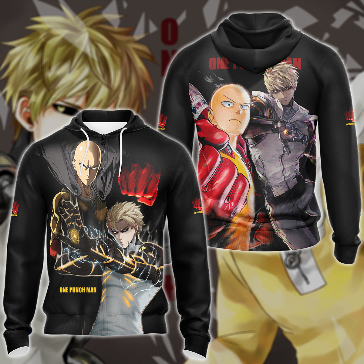 One Punch Man Saitama x Genos Anime Manga 3D All Over Print T-shirt Tank Top Zip Hoodie Pullover Hoodie Hawaiian Shirt Beach Shorts Jogger Zip Hoodie