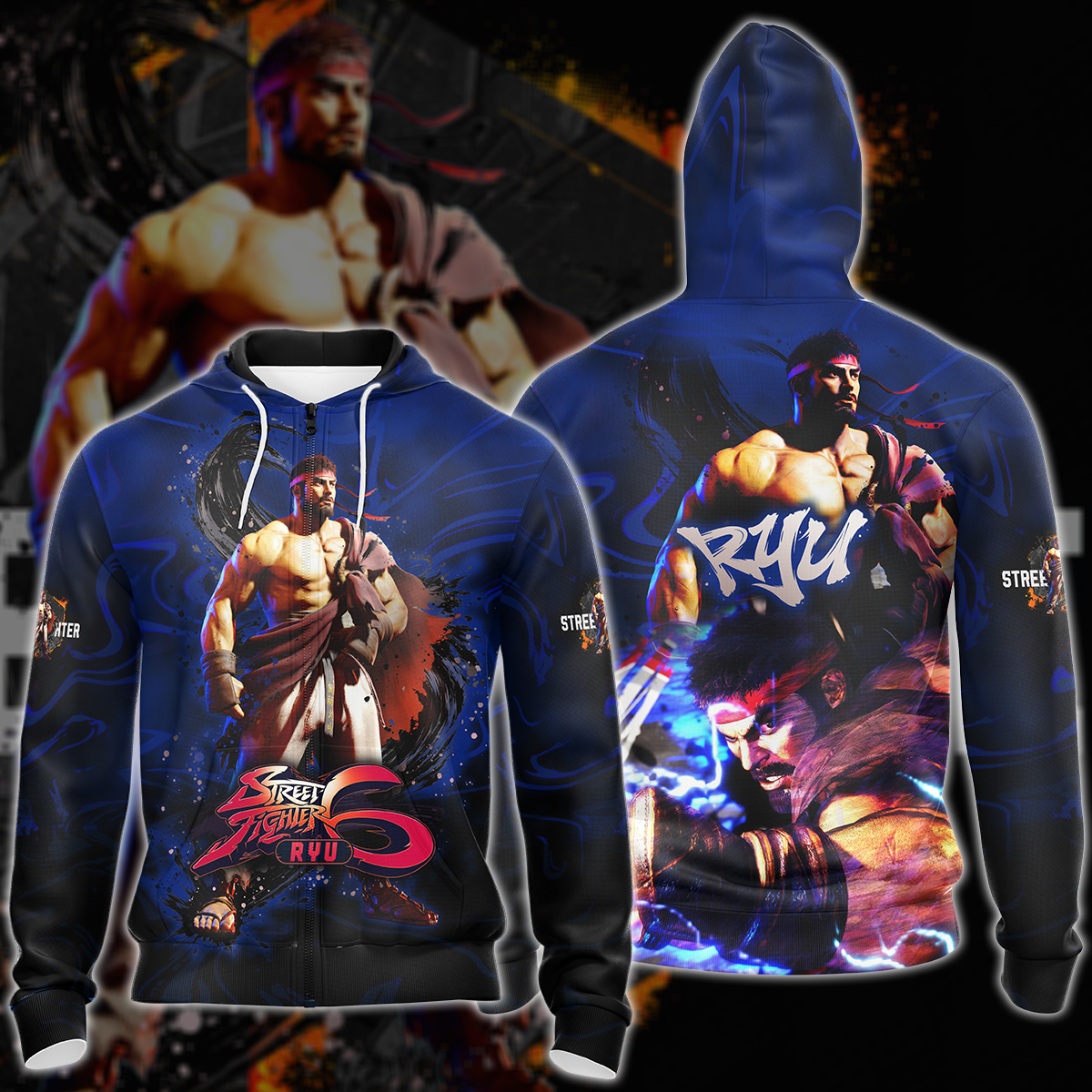 Street Fighter 6 Ryu Video Game 3D All Over Printed T-shirt Tank Top Zip Hoodie Pullover Hoodie Hawaiian Shirt Beach Shorts Jogger Zip Hoodie