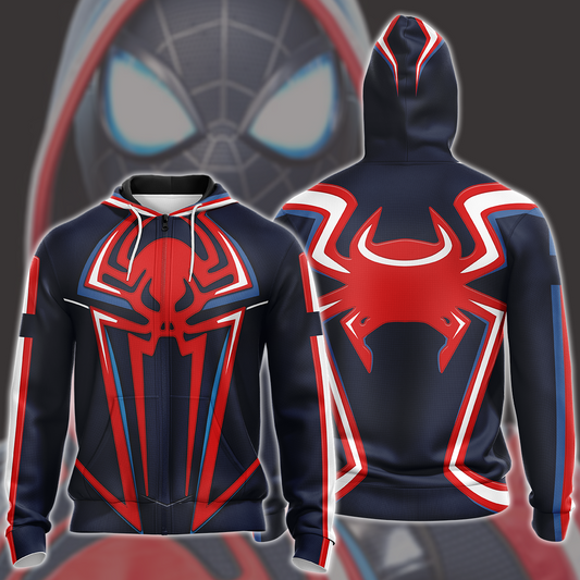 Spider-Man 2 Miles Morales 2099 Suit Cosplay Video Game All Over Printed T-shirt Tank Top Zip Hoodie Pullover Hoodie Hawaiian Shirt Beach Shorts Joggers Zip Hoodie