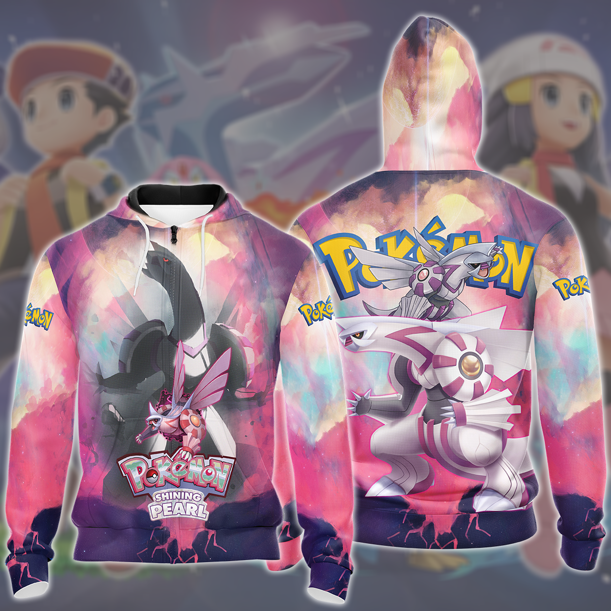 Pokemon Shining Pearl Video Game All Over Printed T-shirt Tank Top Zip Hoodie Pullover Hoodie Hawaiian Shirt Beach Shorts Joggers Zip Hoodie