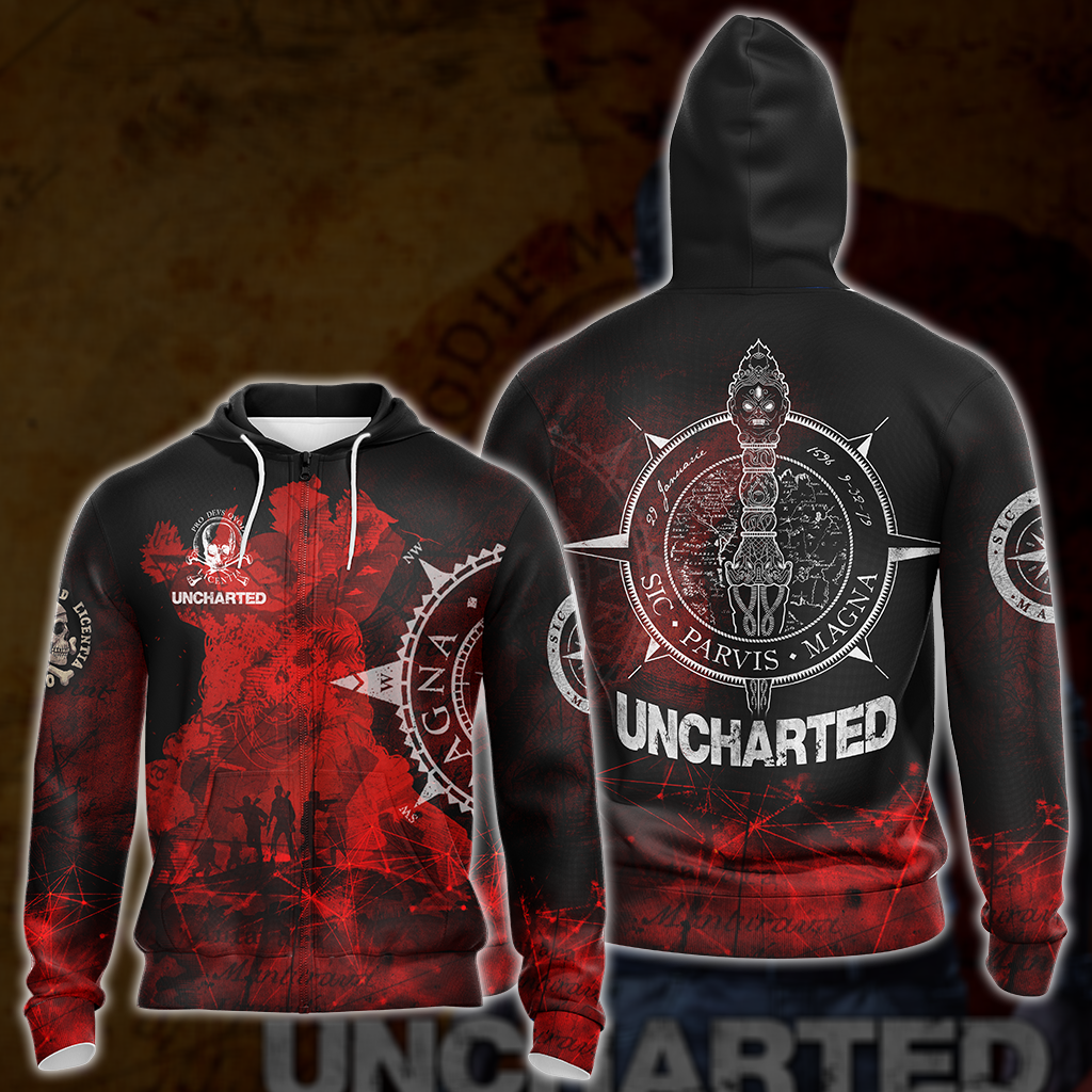 Uncharted All Over Print T-shirt Tank Top Zip Hoodie Pullover Hoodie Hawaiian Shirt Zip Hoodie
