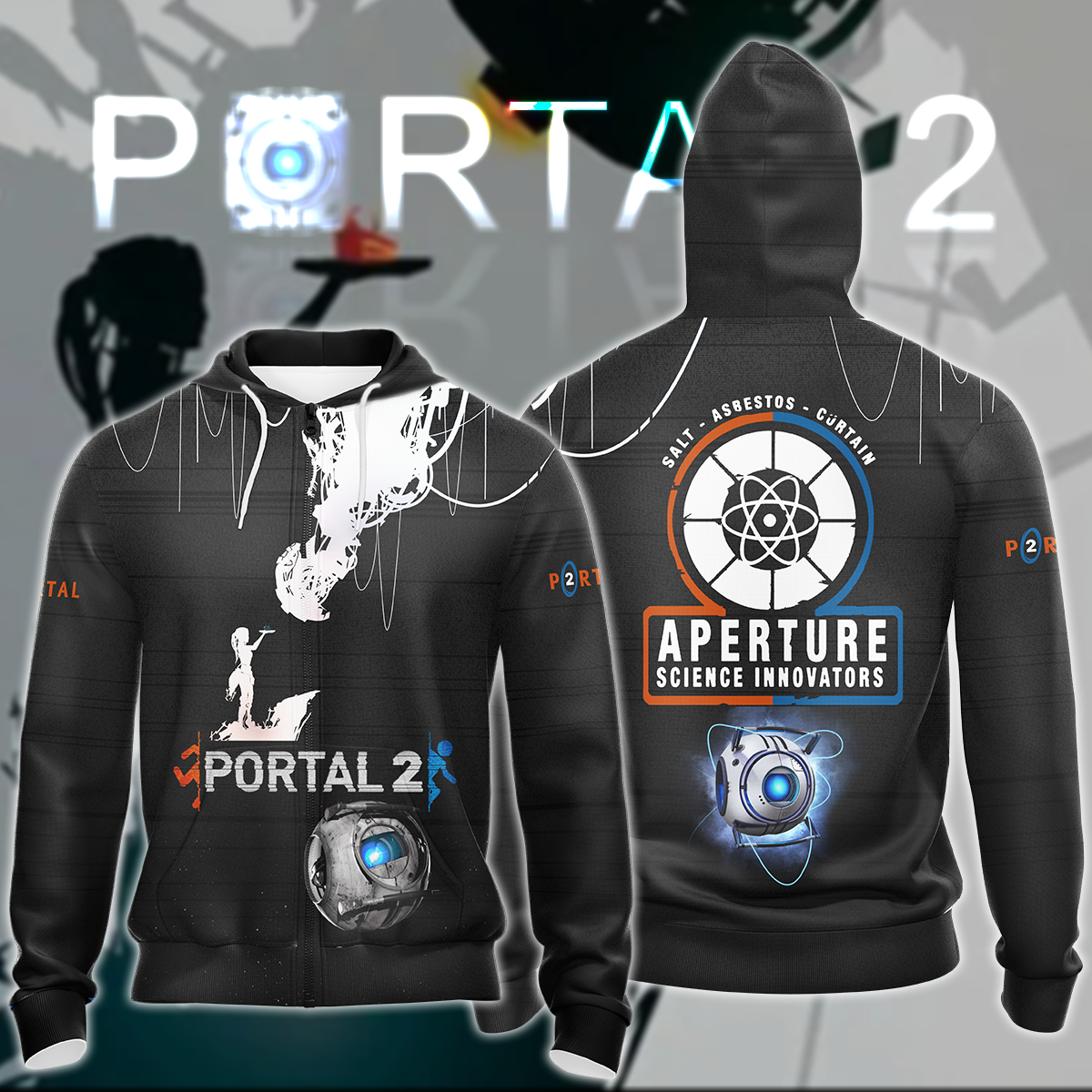 Portal 2 Video Game 3D All Over Print T-shirt Tank Top Zip Hoodie Pullover Hoodie Hawaiian Shirt Beach Shorts Jogger Zip Hoodie
