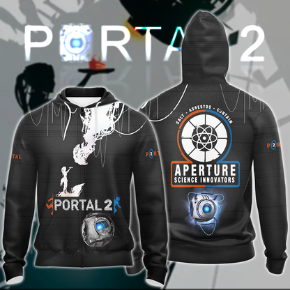Portal 2 Video Game 3D All Over Print T-shirt Tank Top Zip Hoodie Pullover Hoodie Hawaiian Shirt Beach Shorts Jogger Zip Hoodie
