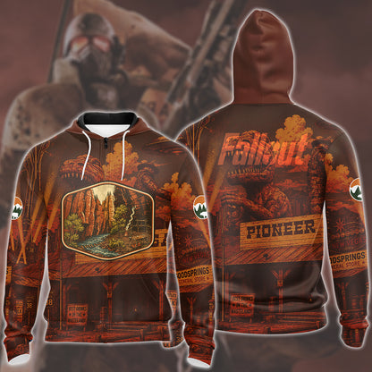 Fallout: New Vegas Vintage National Park Style Video Game All Over Printed T-shirt Tank Top Zip Hoodie Pullover Hoodie Hawaiian Shirt Beach Shorts Joggers
