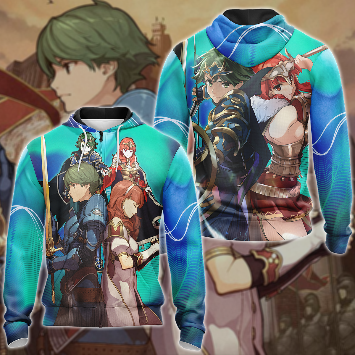 Fire Emblem Alm & Celica Video Game 3D All Over Print T-shirt Tank Top Zip Hoodie Pullover Hoodie Hawaiian Shirt Beach Shorts Jogger Zip Hoodie