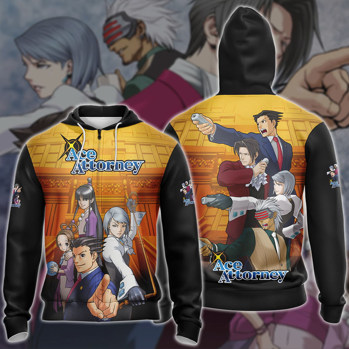 Ace Attorney Anime Manga 3D All Over Printed T-shirt Tank Top Zip Hoodie Pullover Hoodie Hawaiian Shirt Beach Shorts Jogger Zip Hoodie