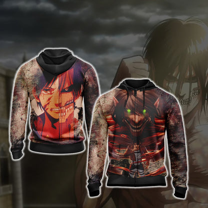 Attack on Titan - Eren Unisex 3D T-shirt Zip Hoodie