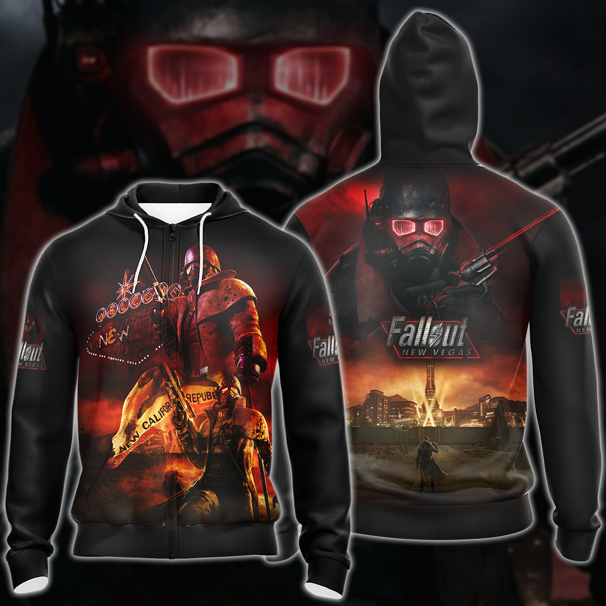 Fallout New Vegas Video Game 3D All Over Printed T-shirt Tank Top Zip Hoodie Pullover Hoodie Hawaiian Shirt Beach Shorts Jogger Zip Hoodie