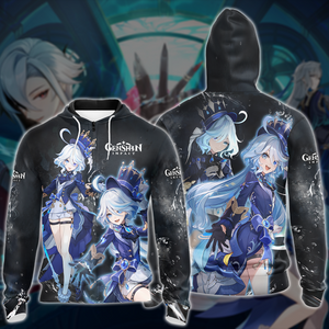 Furina Genshin Impact Video Game All Over Printed T-shirt Tank Top Zip Hoodie Pullover Hoodie Hawaiian Shirt Beach Shorts Joggers Zip Hoodie S 