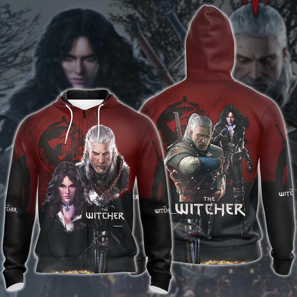 The Witcher Geralt & Yennefer Video Game 3D All Over Printed T-shirt Tank Top Zip Hoodie Pullover Hoodie Hawaiian Shirt Beach Shorts Jogger Zip Hoodie