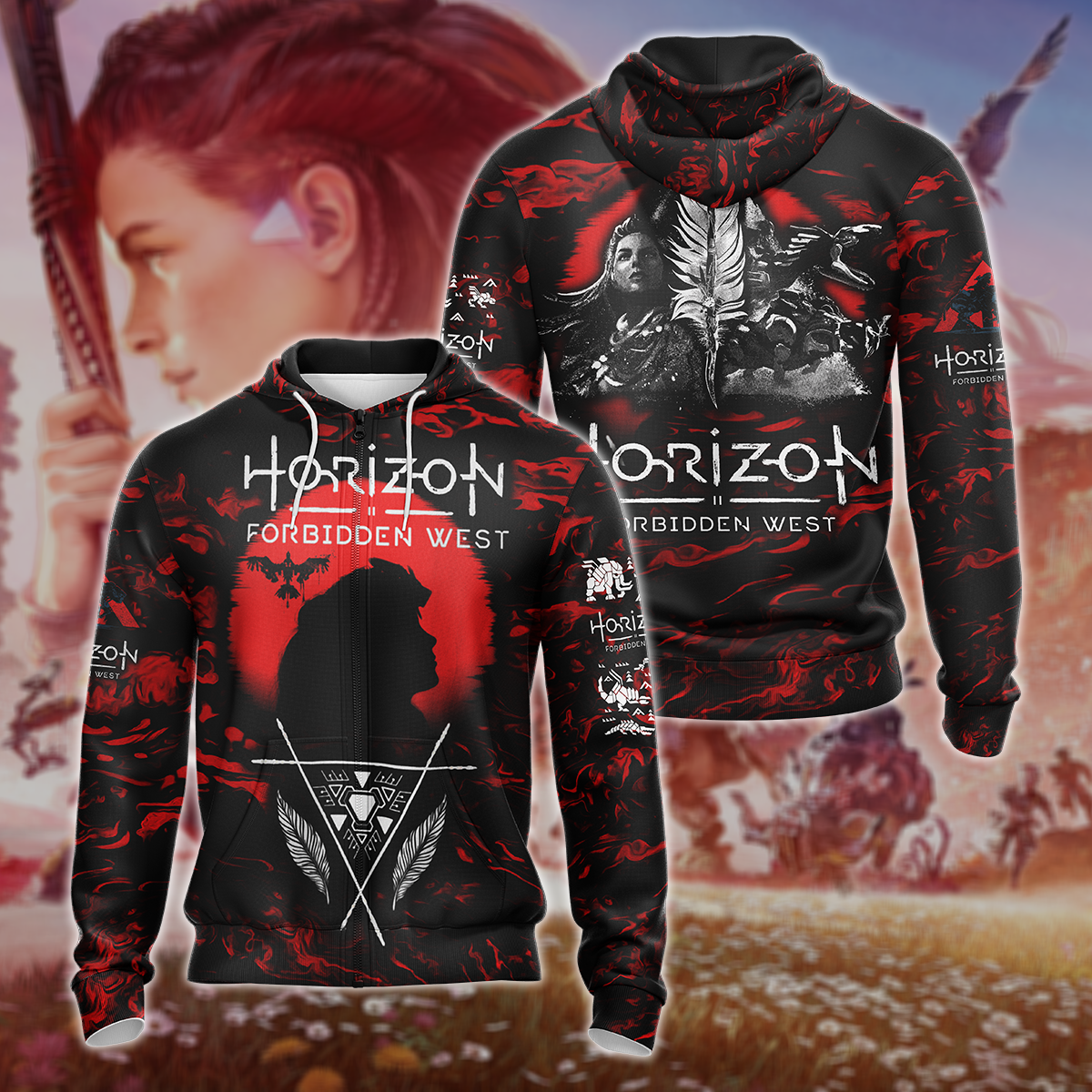 Horizon Forbidden West 3D All Over Print T-shirt Tank Top Zip Hoodie Pullover Hoodie Hawaiian Shirt Beach Shorts Jogger Zip Hoodie