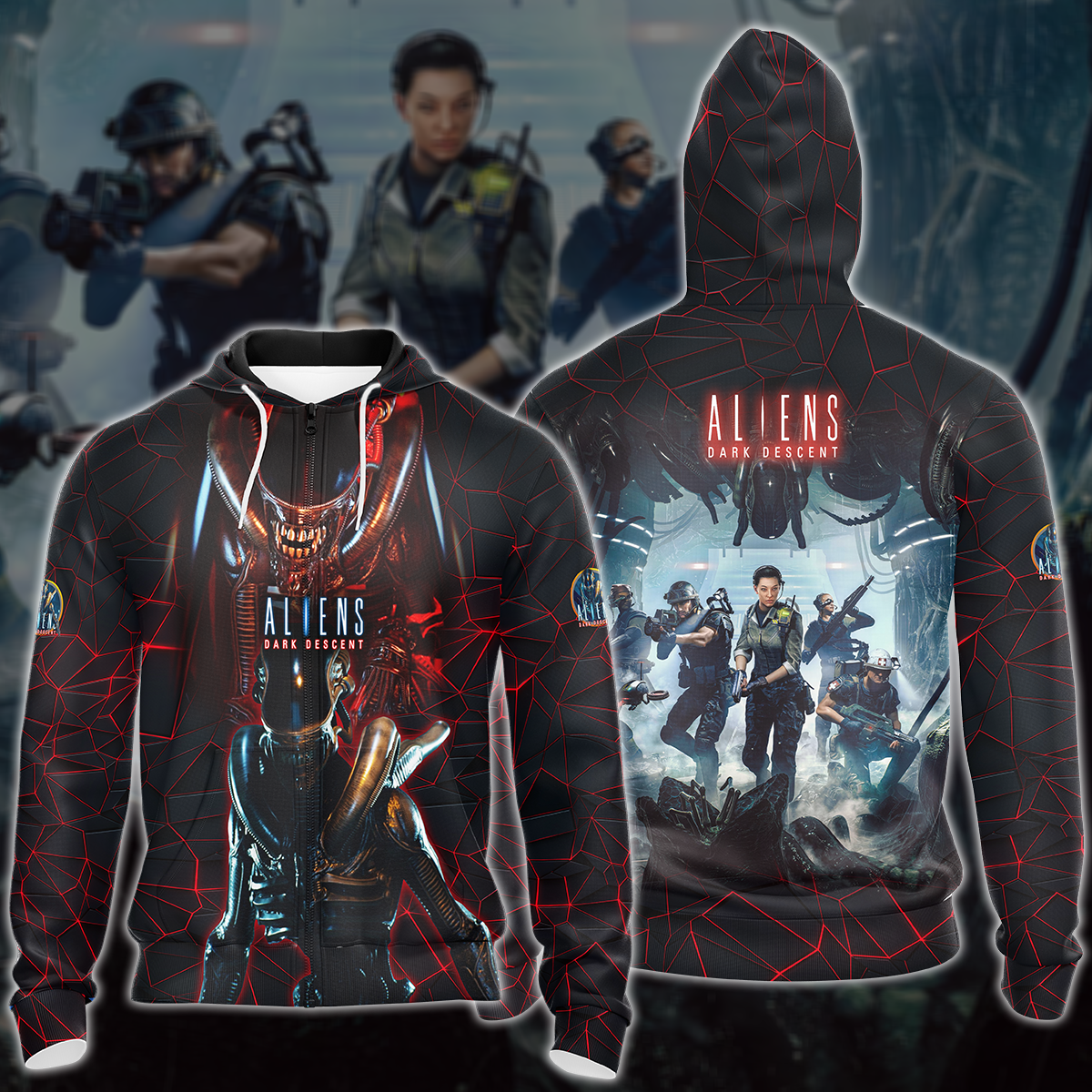 Aliens: Dark Descent Video Game 3D All Over Printed T-shirt Tank Top Zip Hoodie Pullover Hoodie Hawaiian Shirt Beach Shorts Jogger Zip Hoodie