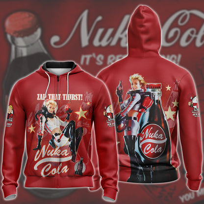 Fallout Nuka-Cola Video Game All Over Printed T-shirt Tank Top Zip Hoodie Pullover Hoodie Hawaiian Shirt Beach Shorts Joggers