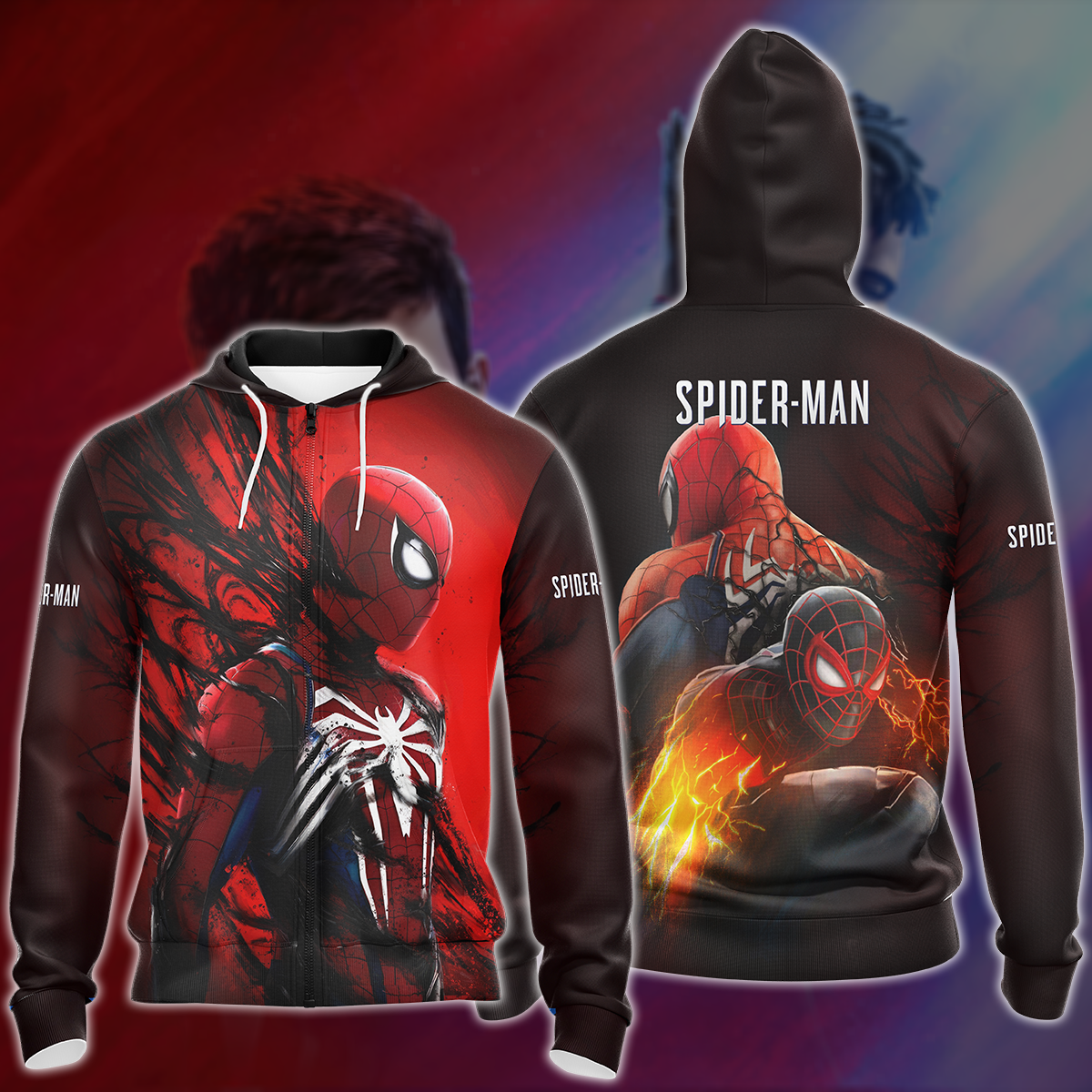 Spider-Man 2 Video Game All Over Printed T-shirt Tank Top Zip Hoodie Pullover Hoodie Hawaiian Shirt Beach Shorts Joggers Zip Hoodie
